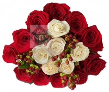 Bunch of White and Red Roses