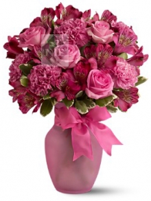 Pink Roses and Red Carnations