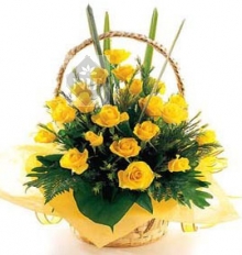 Basket of Yellow Roses
