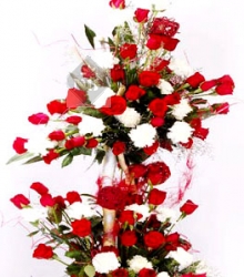 2 Tier Red and White Flower
