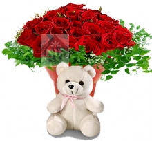 Bunch of Roses and Teddy