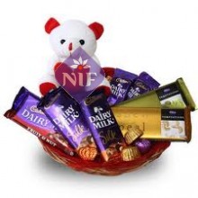 Basket of Premium Chocolates and Teddy