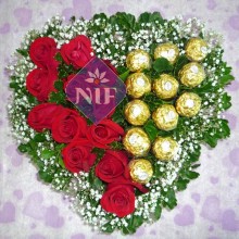Chocolate and Roses in Heart
