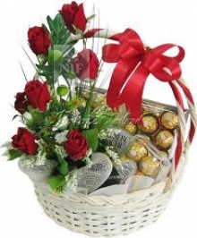 Basket of Roses and Ferrero Rochers
